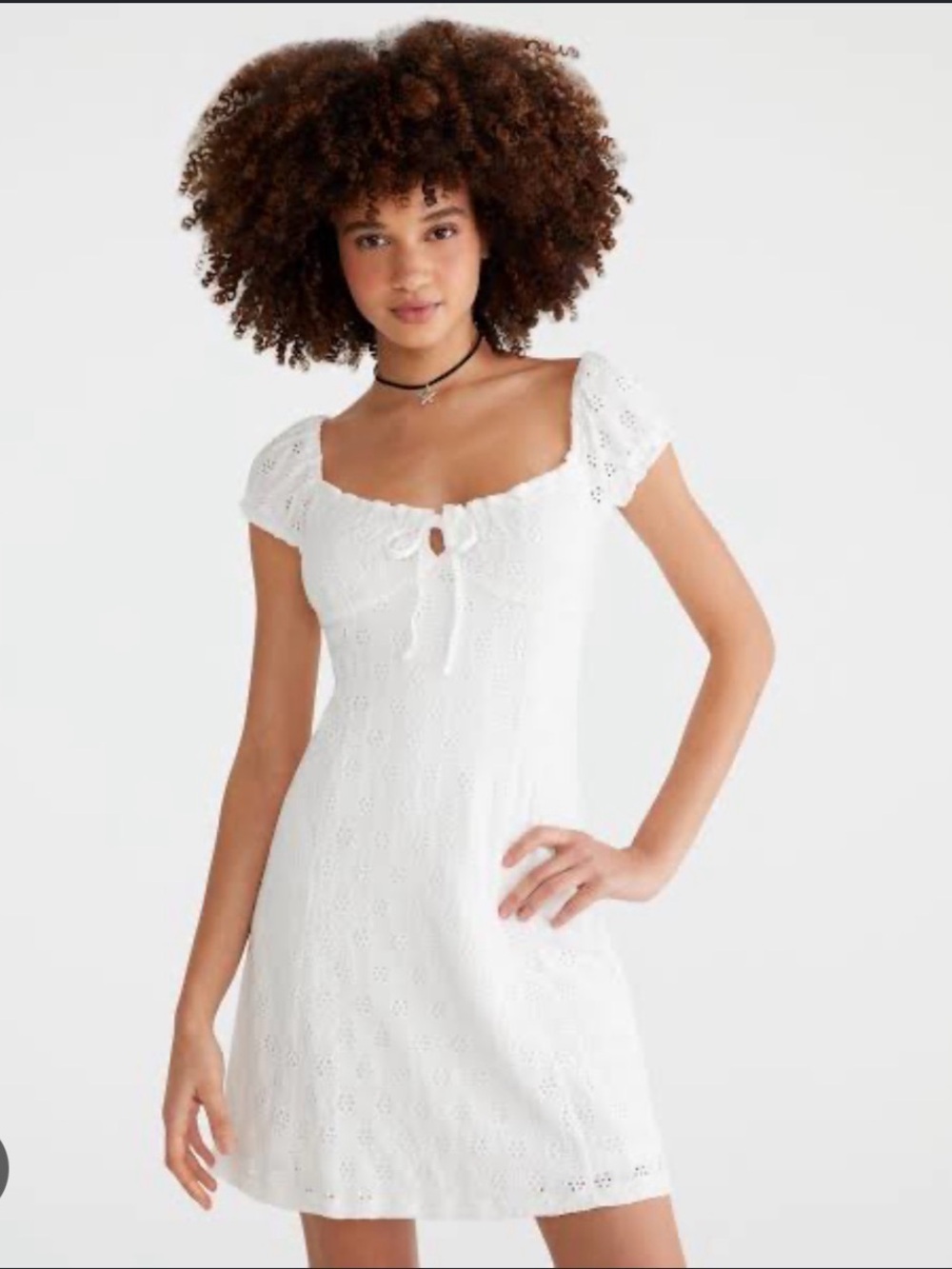 Hollister White Eyelet Puff Sleeve Mini Dress